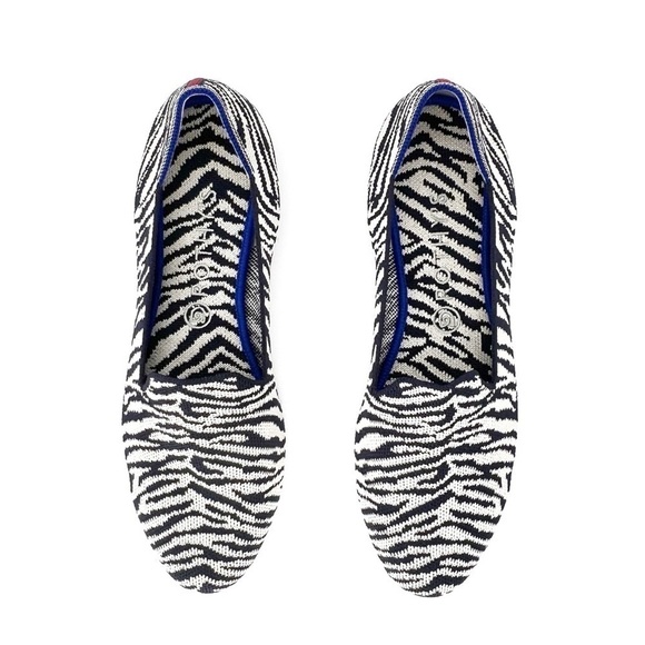 Rothy’s The Almond Loafer Zebra Print Navy Blue & White Size 10.5 EUC - Picture 10 of 12